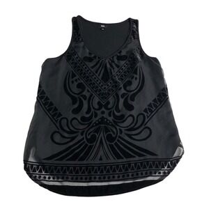 Mossimo Velvet Tank Burnout Top Women M Black Sleeveless Whimsigoth Goth Witchy